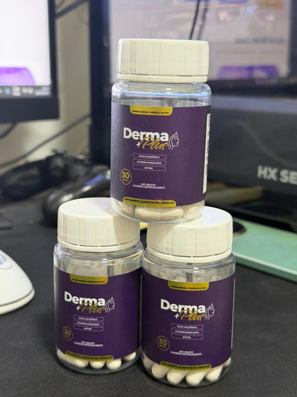 Kit Derma Plus 3 frascos de cápsulas e 1 sérum facial